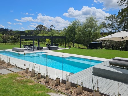 Outdoor entertaining area and pool