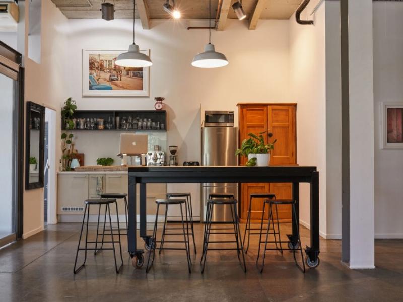 Desks in beautiful warehouse office space image 0